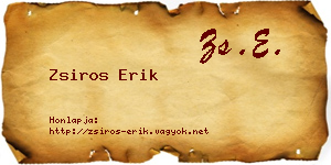 Zsiros Erik névjegykártya